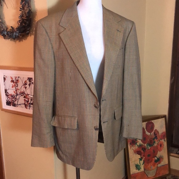 PETERBOROUGH ROW Bloomingdales Size   42R Blazer Coat MicroSquare 100% Pure Wool - Picture 11 of 16